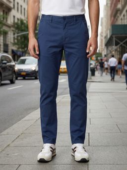 Nobero - Men Blue Classic Stretch Chinos
