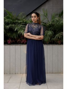 Edition II - Navy Sheer Overlay Dress