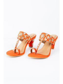 PREET KAUR - Ambar Orange Kolhapuris