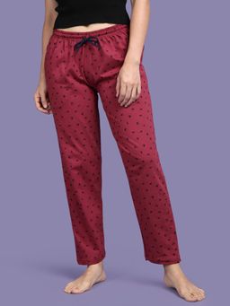 Kryptic - Maroon Printed Relaxed Fit Lounge Pant