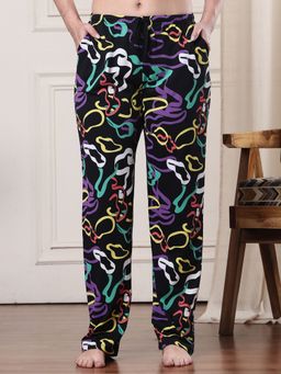 Kanvin - Black Printed Regular Fit Pyjama