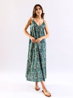 FEATHERS CLOSET - Teal Printed Comfortable Fit Nightdress