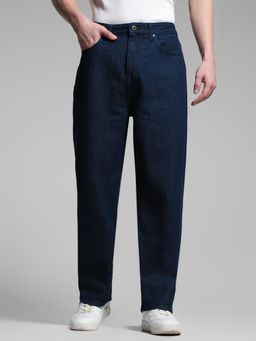 Jack & Jones - Navy Blue High Rise Straight Fit Jeans