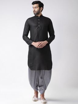KISAH - Men Black Kurta and Dhoti (Set of 2)