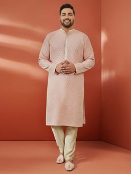 Vastramay - Pink Rayon Sequin Kurta with Pant for Men