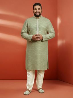 Vastramay - Green Rayon Sequin Kurta with Pant for Men