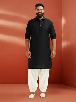 Vastramay - Black Viscose Kurta with Patiala for Men