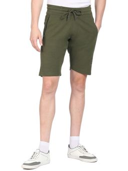 U.S. POLO ASSN. - Men Olive Mid Rise Solid Knit Shorts