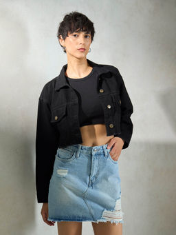 Virgio - Black Relax Fit Denim Jacket