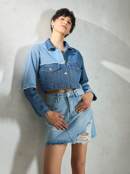 Virgio - Blue Edgy Denim Jacket