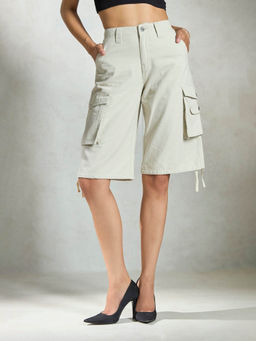 Virgio - Off White Easy Cotton Cargo Bermuda Shorts