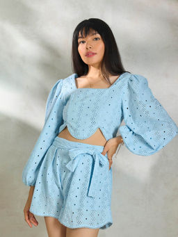 Virgio - Blue Comfy Cotton Crop Top