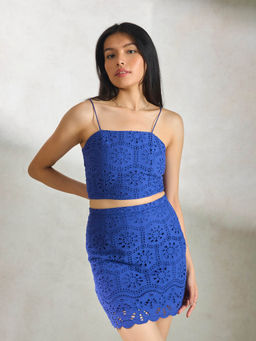 Virgio - Blue Sultry Cotton Cami Crop Top