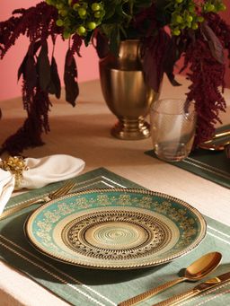 Pure Home + Living - Green Embellished Dinner Plates (Pack of 2)