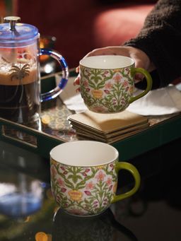 Pure Home + Living - Green Primed Bone China Coffee Mugs (Pack of 2)