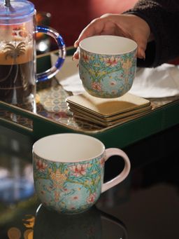 Pure Home + Living - Blue Primed Bone China Coffee Mugs (Pack of 2)