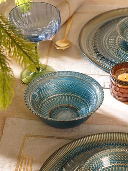 Pure Home + Living - Blue Embellished Glass Side Bowls (Pack of 2)