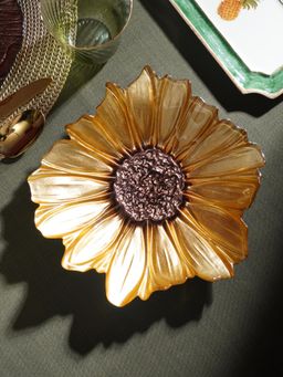 Pure Home + Living - Gold & Brown Flower Serving Platter