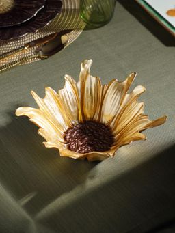 Pure Home + Living - Gold & Brown Flower Deep Serving Bowl