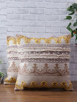 Eyda - Hand Block Cotton Cushion Cover Set Of 2 -20X20 Inch