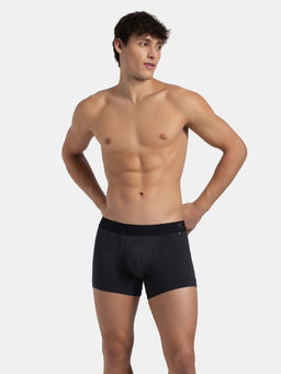 Jockey - US60 Men Super Combed Cotton Elastane Solid Trunk - Black Melange