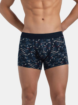 Jockey - US63 Men Super Combed Cotton Elastane Stretch Printed Trunk - Navy