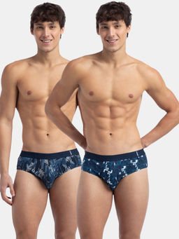 Jockey - US52 Men Super Combed Cotton Printed Brief - Navy Seaport Teal (Pack of 2)