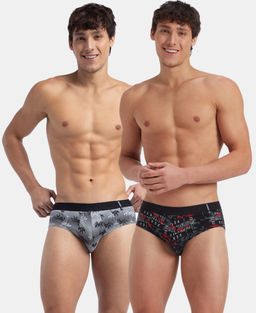 Jockey - US52 Men Super Combed Cotton Printed Brief - Nickle and Black (Pack of 2)