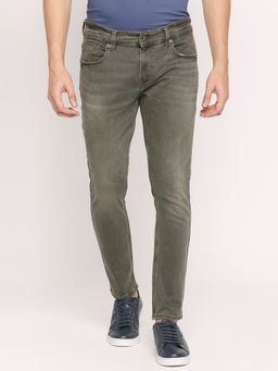 Spykar - Light Olive Cotton Slim Fit Tapered Length Jeans For Men (kano)