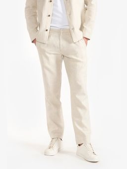 Perona - Men Beige Mid Waist Straight Trouser
