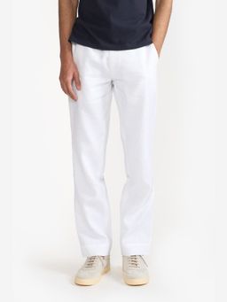 Perona - Men White Mid Waist Straight Trouser