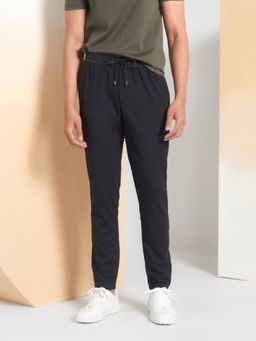 Perona - Men Black Mid Waist Slim Trouser