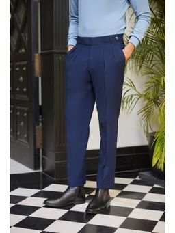 Philocaly - Men Navy Blue Solid Slim Trouser
