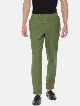MAYANK MODI - Men Green Solid Cotton Trouser