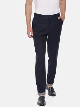 MAYANK MODI - Men's Solid Blue Cotton Trouser