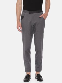 MAYANK MODI - Men's Grey Solid Cotton Trouser
