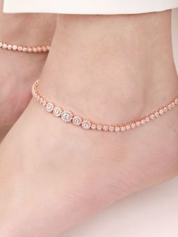 Zavya - Rose Gold Plated Glimmering Cz 925 Sterling Silver Anklet