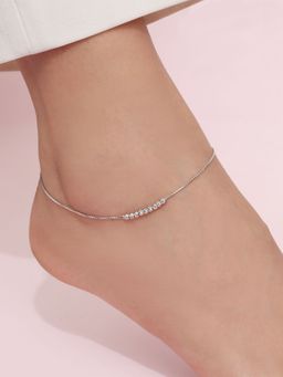 Zavya - Raven Radiance Beads Rhodium Plated 925 Sterling Silver Anklet