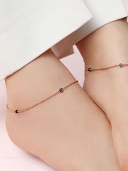 Zavya - Enchanting Charm Rose Gold Plated 925 Sterling Silver Anklet
