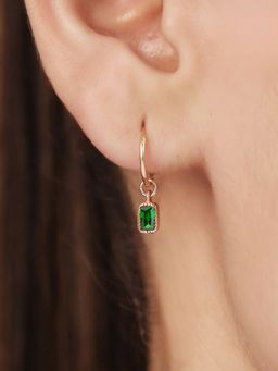 Zavya - Green Radiant 925 Sterling Silver Rose Gold-Plated Drop Earrings