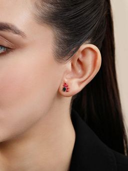 Zavya - Vivid Hues Rose Gold Plated 925 Sterling Silver Stud Earrings