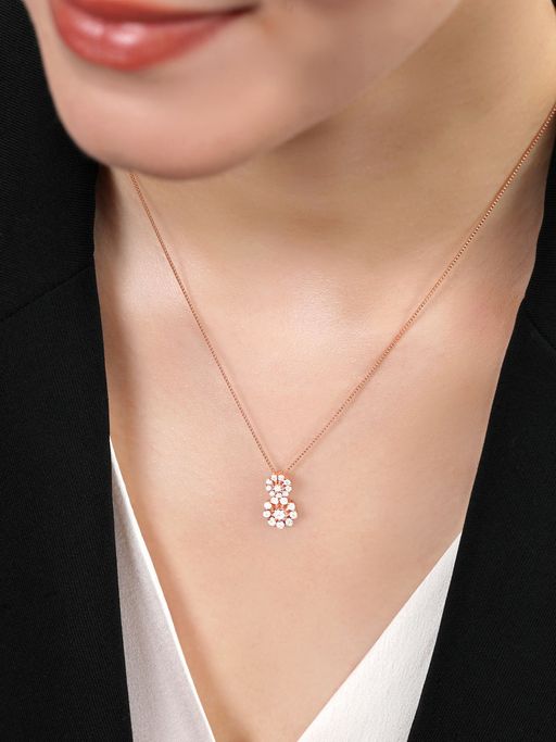 Zavya Cubic Zirconia Rose Gold Plated 925 Sterling Silver Necklace