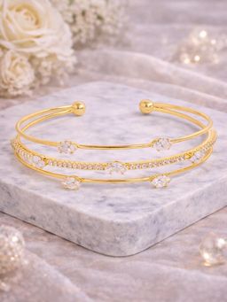 Estele - Women Gold Tone Crystal Stone Studded Cuff