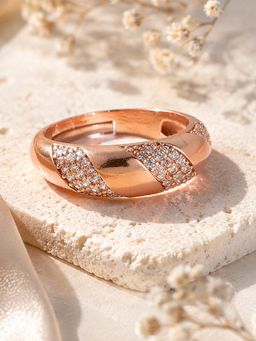 Estele - Women Rose Gold Crystal Band Adjustable Ring