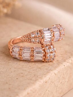 Estele - Women Trendy Rose Gold Plated Crystal White Adjustable Ring
