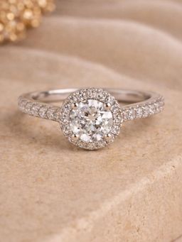 Estele - Women Rhodium Finish Halo Crystal Adjustable Ring