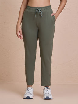 Nykd by Nykaa - Ultimate Comfort Cotton Travel Pants in Relaxed Fit with Spill Safe Zip Pockets NYAT502 Green