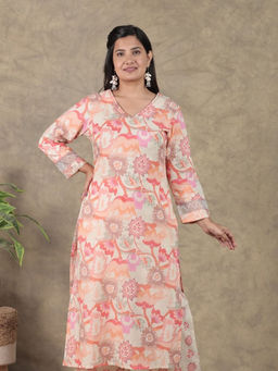 ARAMYA - Women Multi-Color Soft Cotton Straight Floral Print Kurta