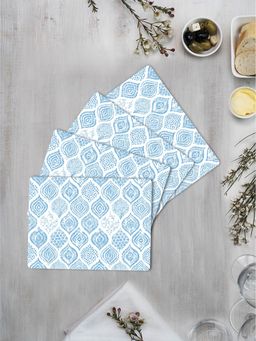 Space of Joy - Blue Ikat Motif 3 Premium Printed Rectangular MDF Wooden Placemats