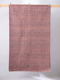 Freedom Tree - Wireframe Cotton Salmon Pink Printed Rug - 4 x 6 FT